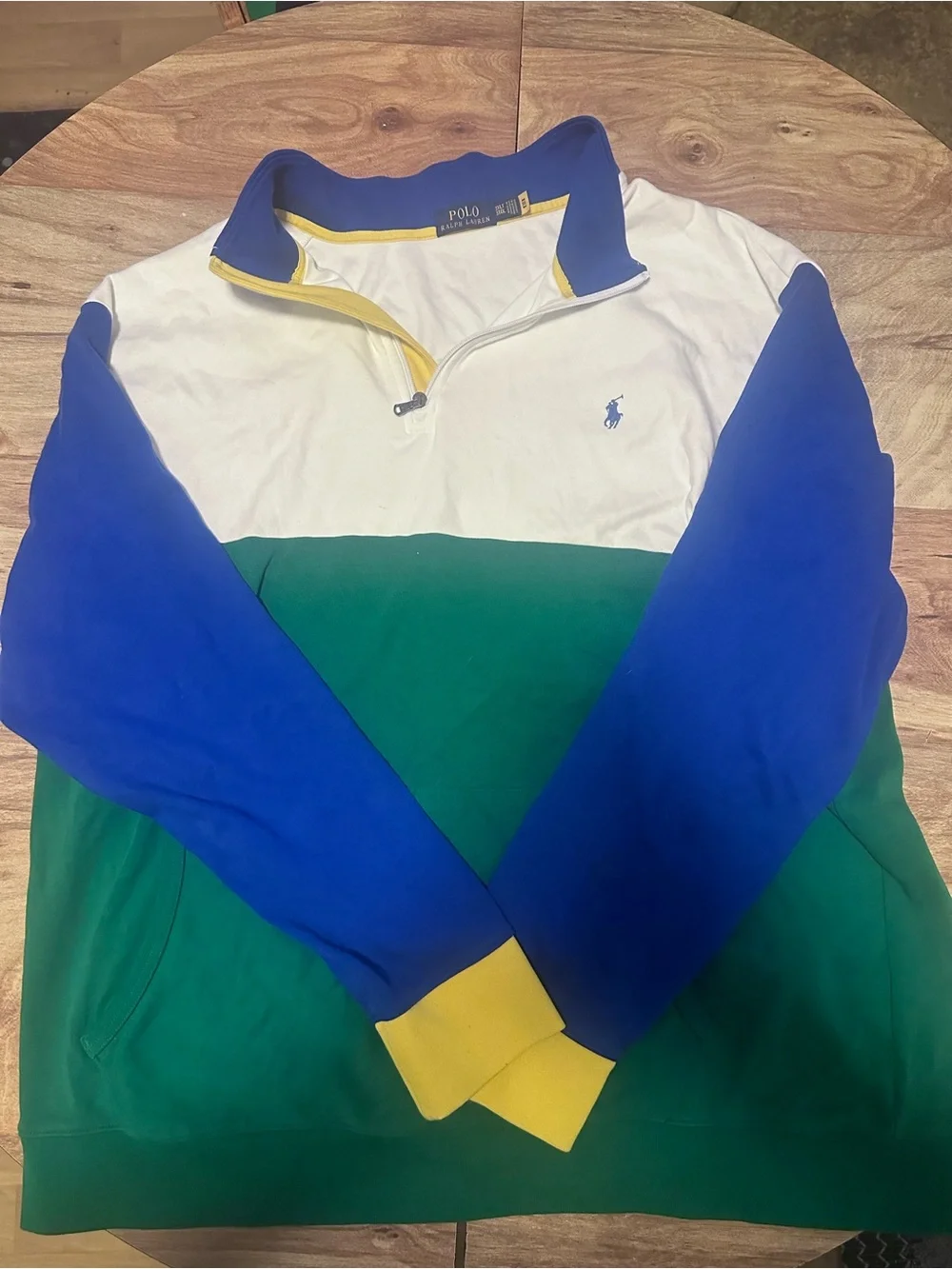 Polo by Ralph Lauren White, Green & Blue Quarter-Zip Pullover